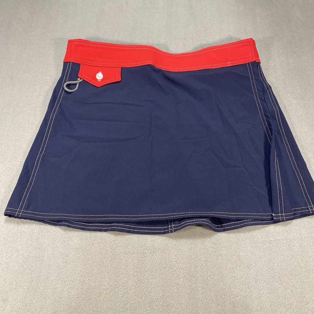 Birdwell Beach Britches Womens Large Skirt Navy Blue Red Hook And Loop Closure